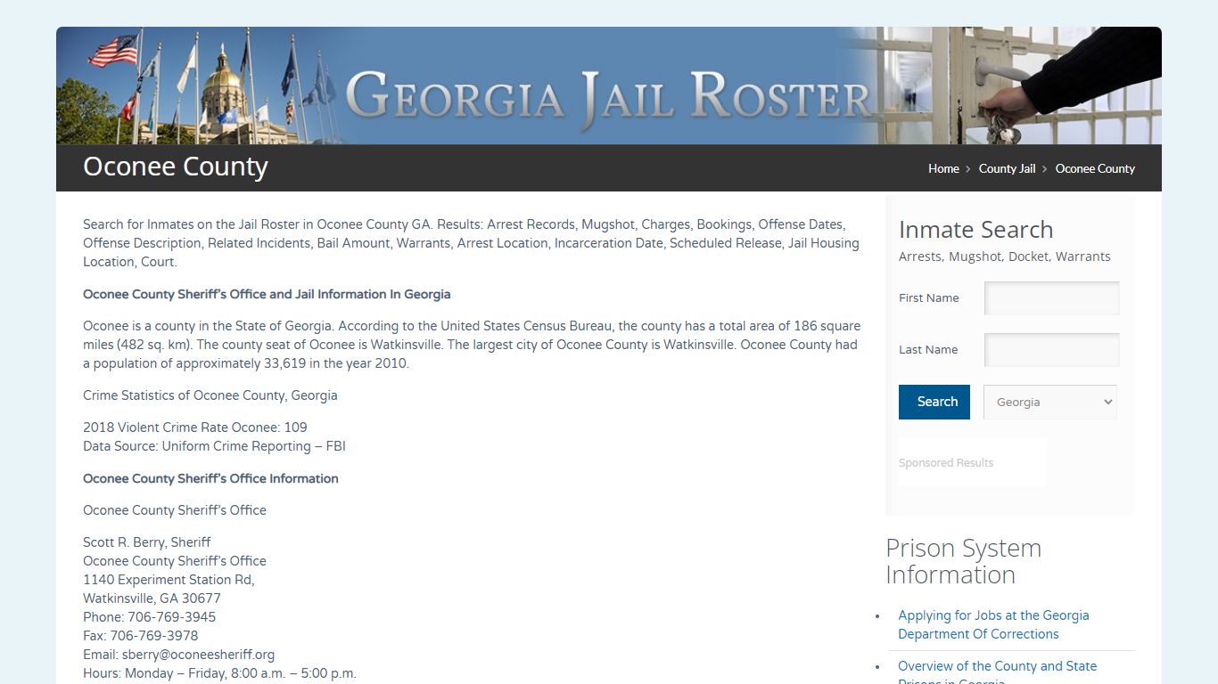 Oconee County | Georgia Jail Inmate Search